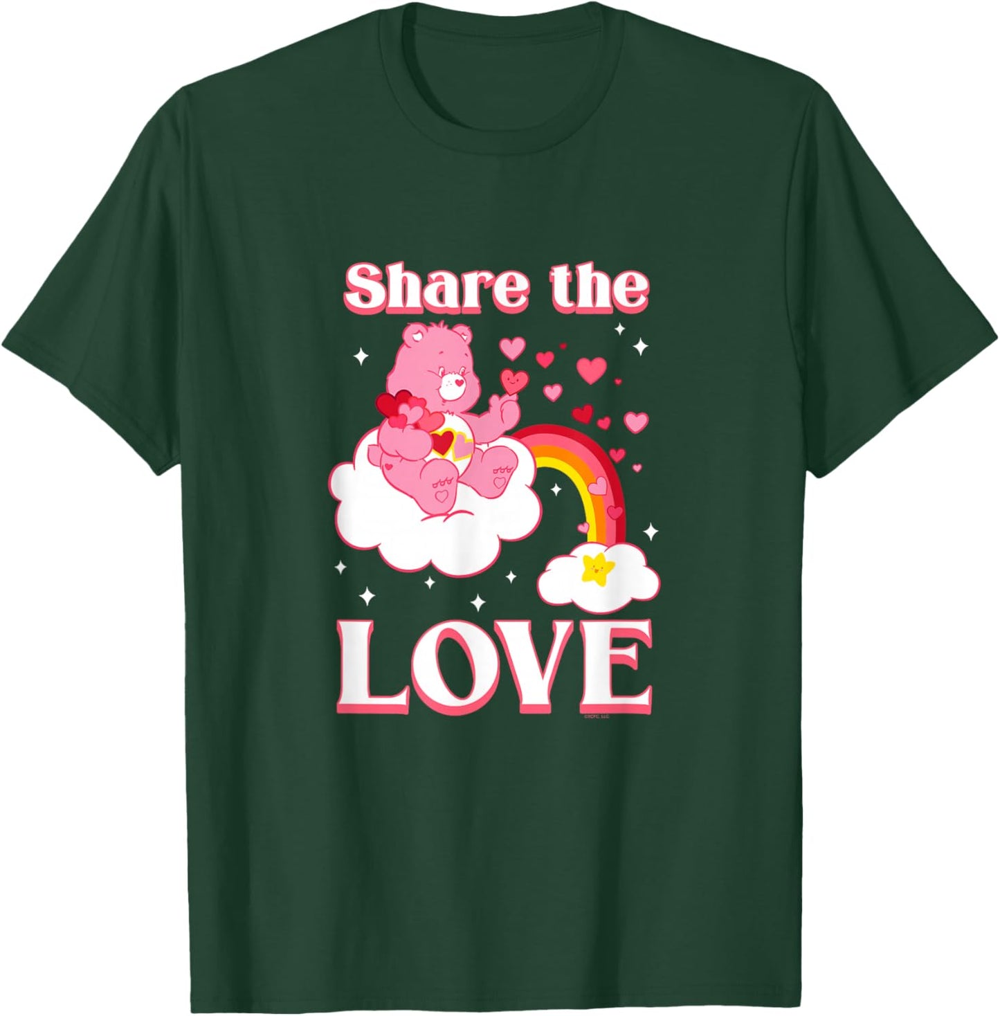 Care Bears Share The Love Love-A-Lot Bear Retro Cartoon T-Shirt - T-Shirt | Forest