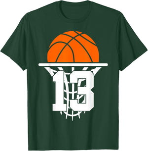 13 Years Basketball 13th Birthday T-Shirt - T-Shirt | Forest