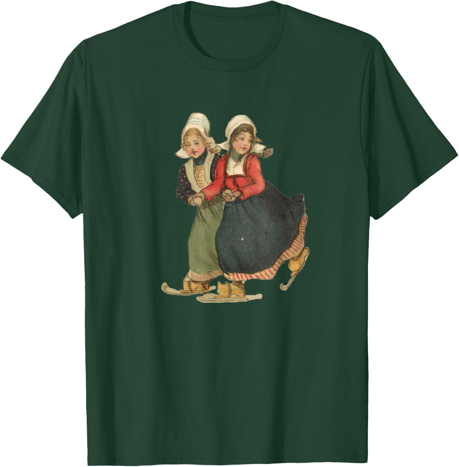 Vintage little Dutch girls in Traditional National Dress T-Shirt - T-Shirt | Forest