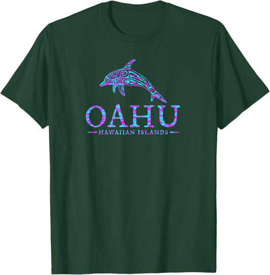 Oahu Hawaii Dolphin Boys Girls Souvenir T-Shirt - T-Shirt | Forest