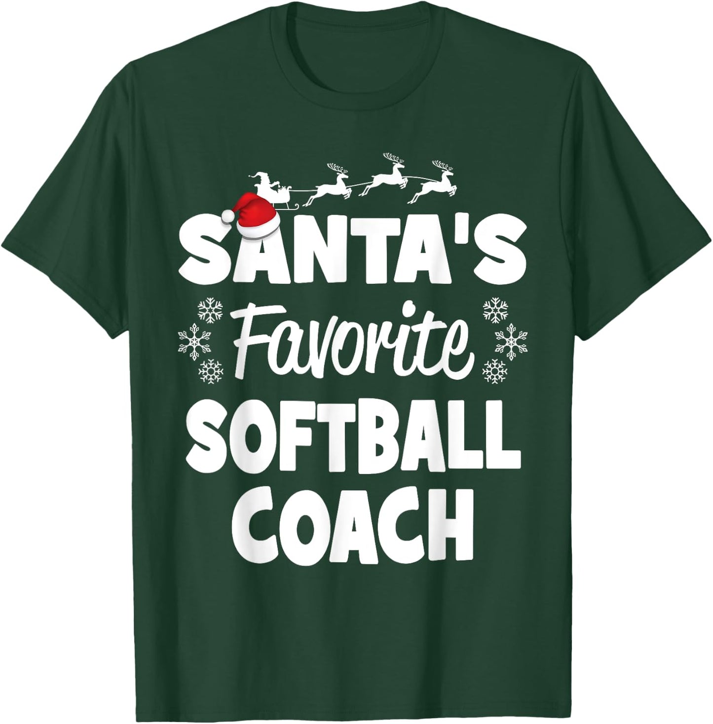 Santa's Favorite Softball Coach Funny Christmas Matching T-Shirt - T-Shirt | Forest