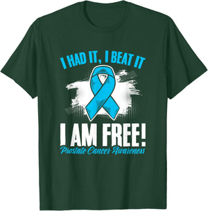 Beat I'm Free Light Blue Ribbon Prostate Cancer Awareness T-Shirt - T-Shirt | Forest