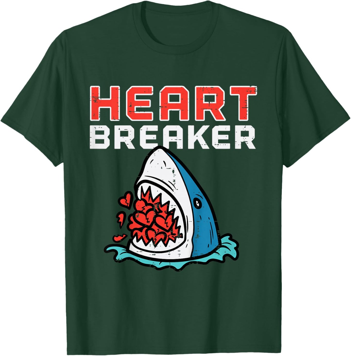Kids Valentines Day Shark Heart Breaker Boys Kids Baby Toddlers T-Shirt - T-Shirt | Forest