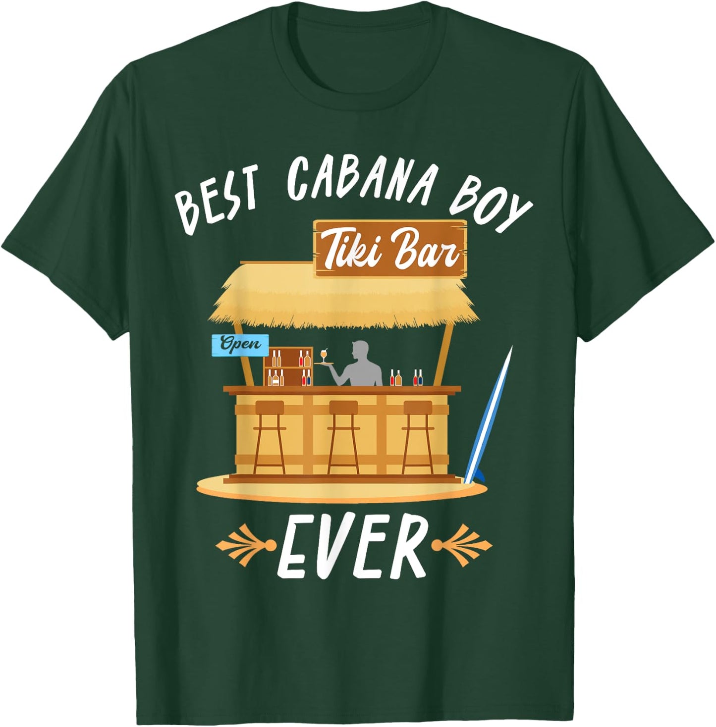 Cabana Boy Tiki Bar Beach Limbo Surfing Bartender Server T-Shirt - T-Shirt | Forest