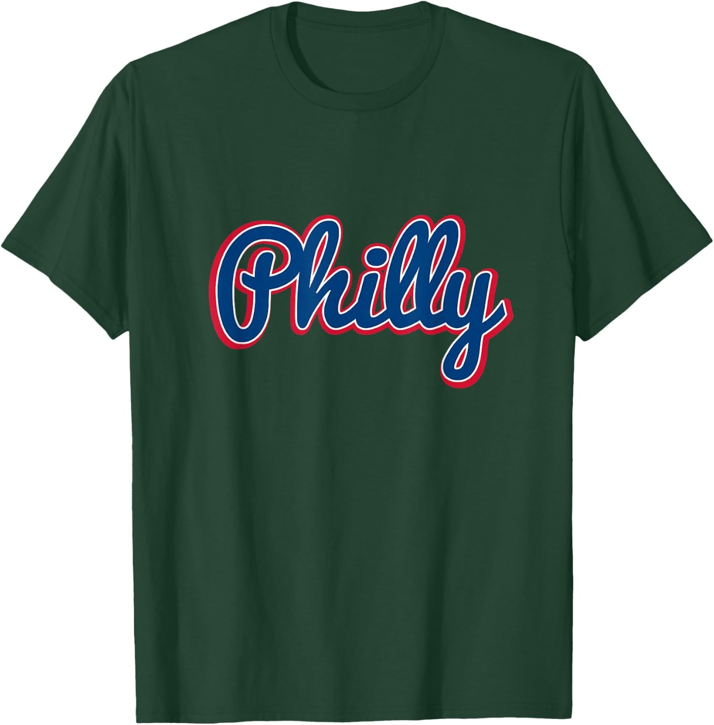 Script Philly Logo Philadelphia PA Blue Red & White Logo T-Shirt - T-Shirt | Forest