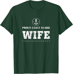 Coast Guard USCG Coastie Wife American Flag T-Shirt - T-Shirt | Forest