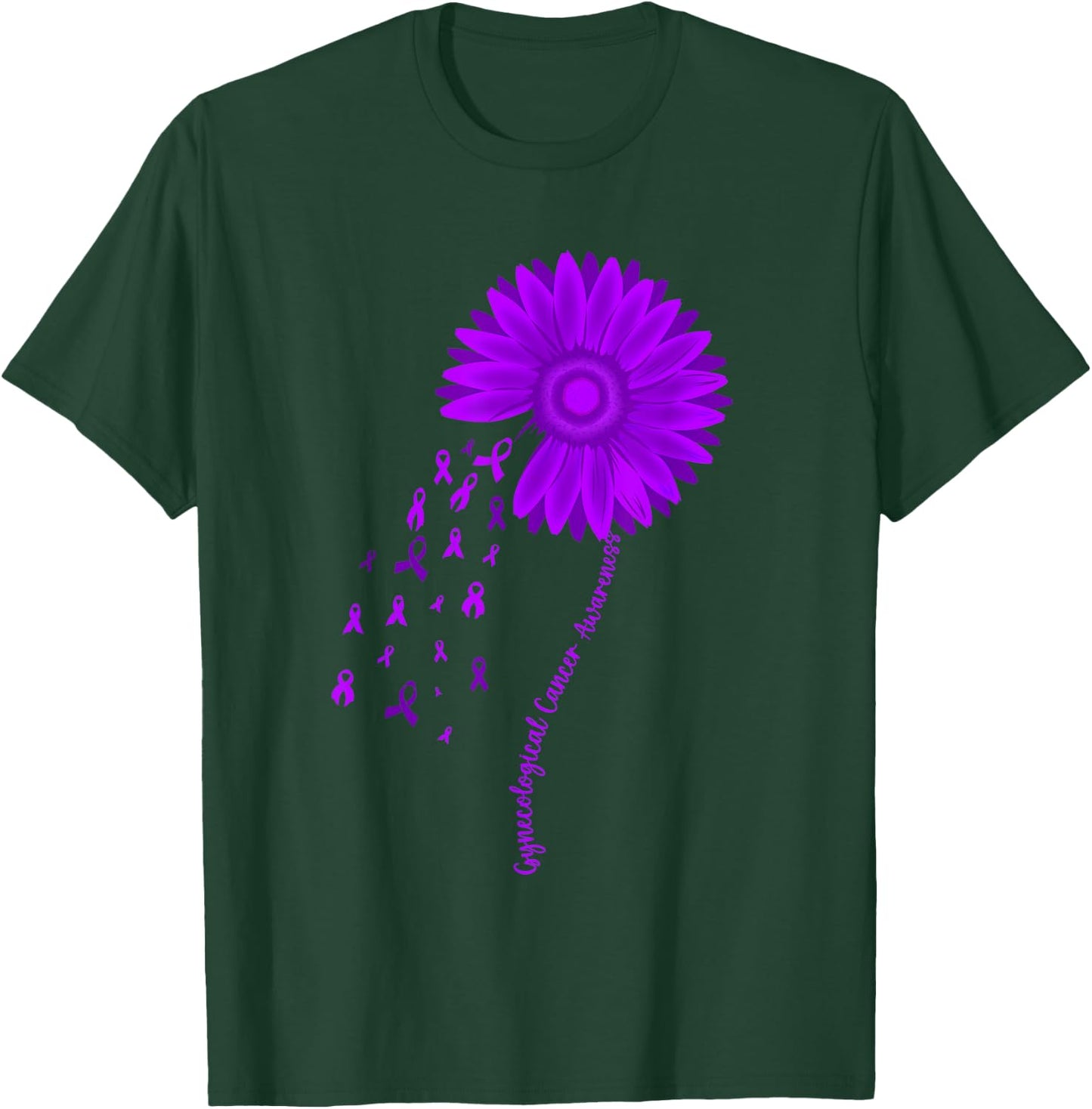 Gynecological Cancer Awareness Month Purple Ribbon Sunflower T-Shirt - T-Shirt | Forest