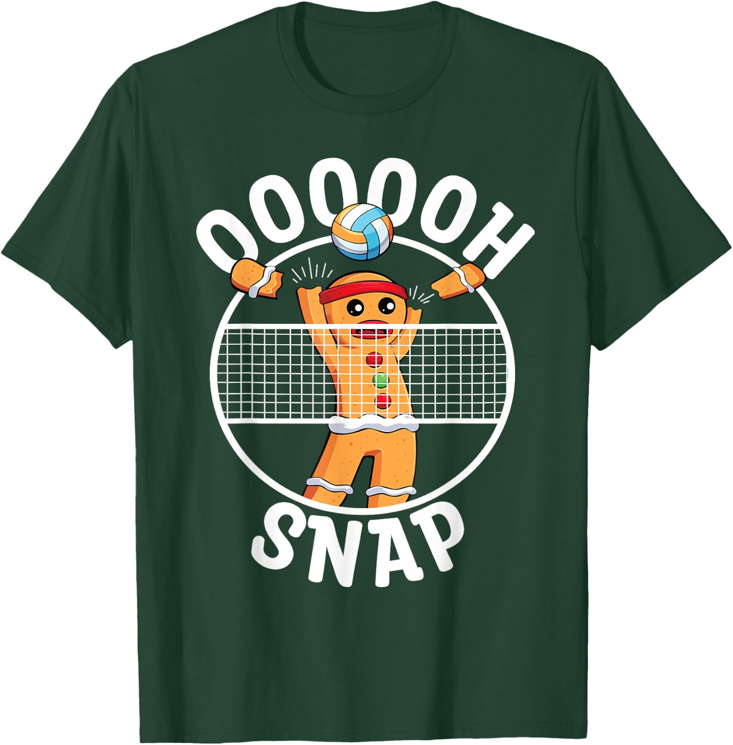 Oh Snap Gingerbread Man Blocker Christmas Volleyball T-Shirt - T-Shirt | Forest