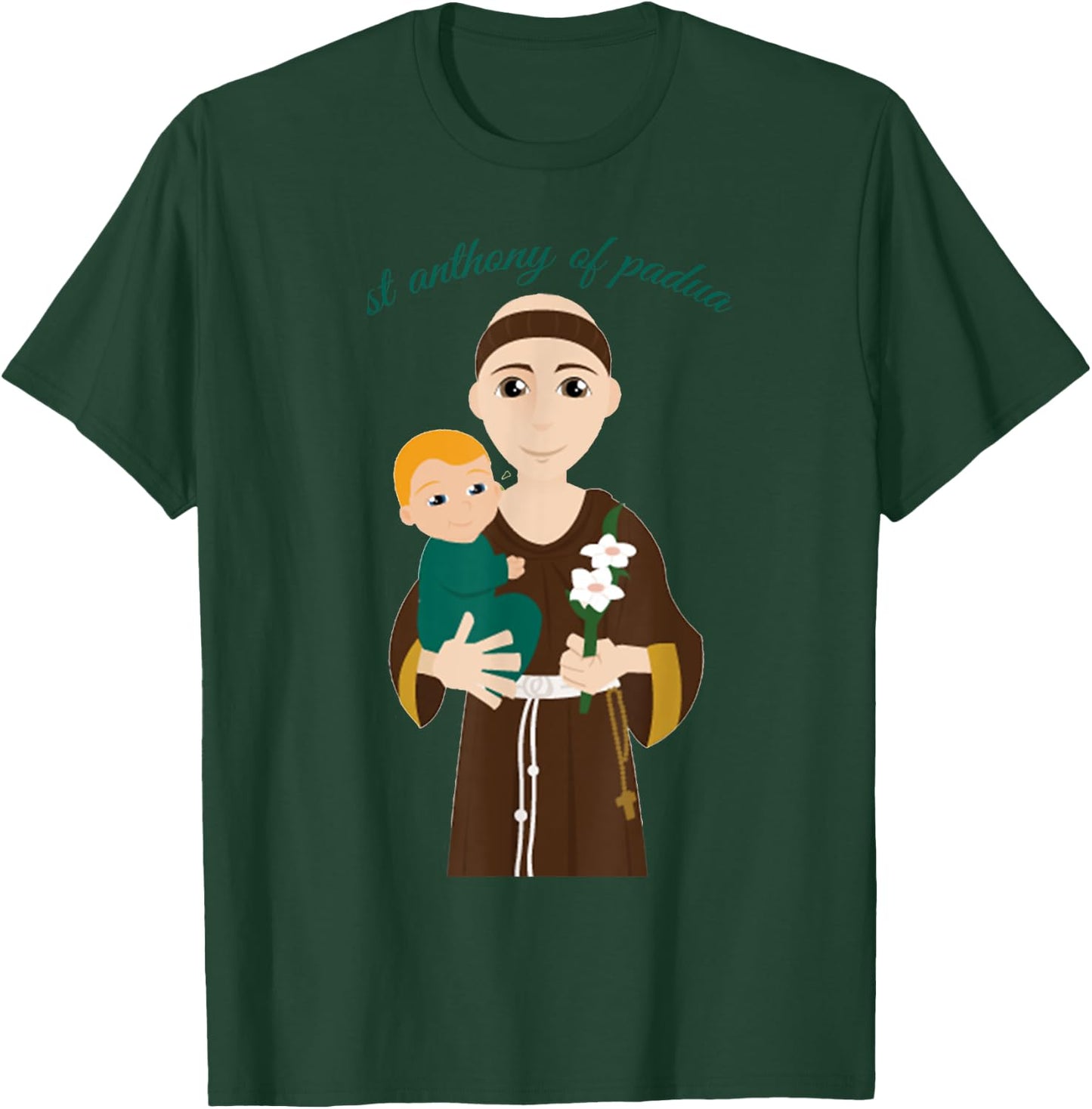 St Anthony of Padua Vintage Catholic Saint Infant Jesus T-Shirt - T-Shirt | Forest