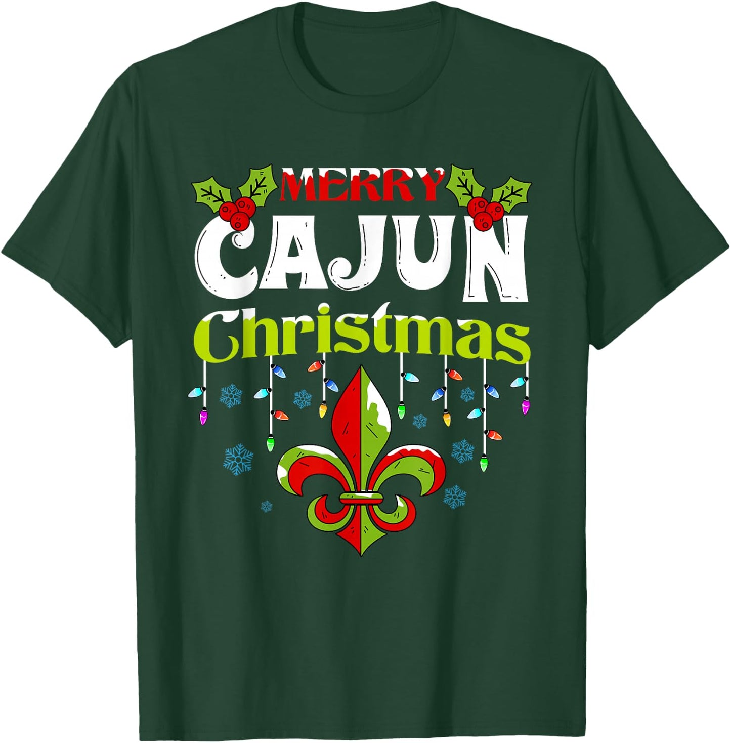 Merry Cajun Christmas-New Orleans Louisiana Bayou Xmas T-Shirt - T-Shirt | Forest