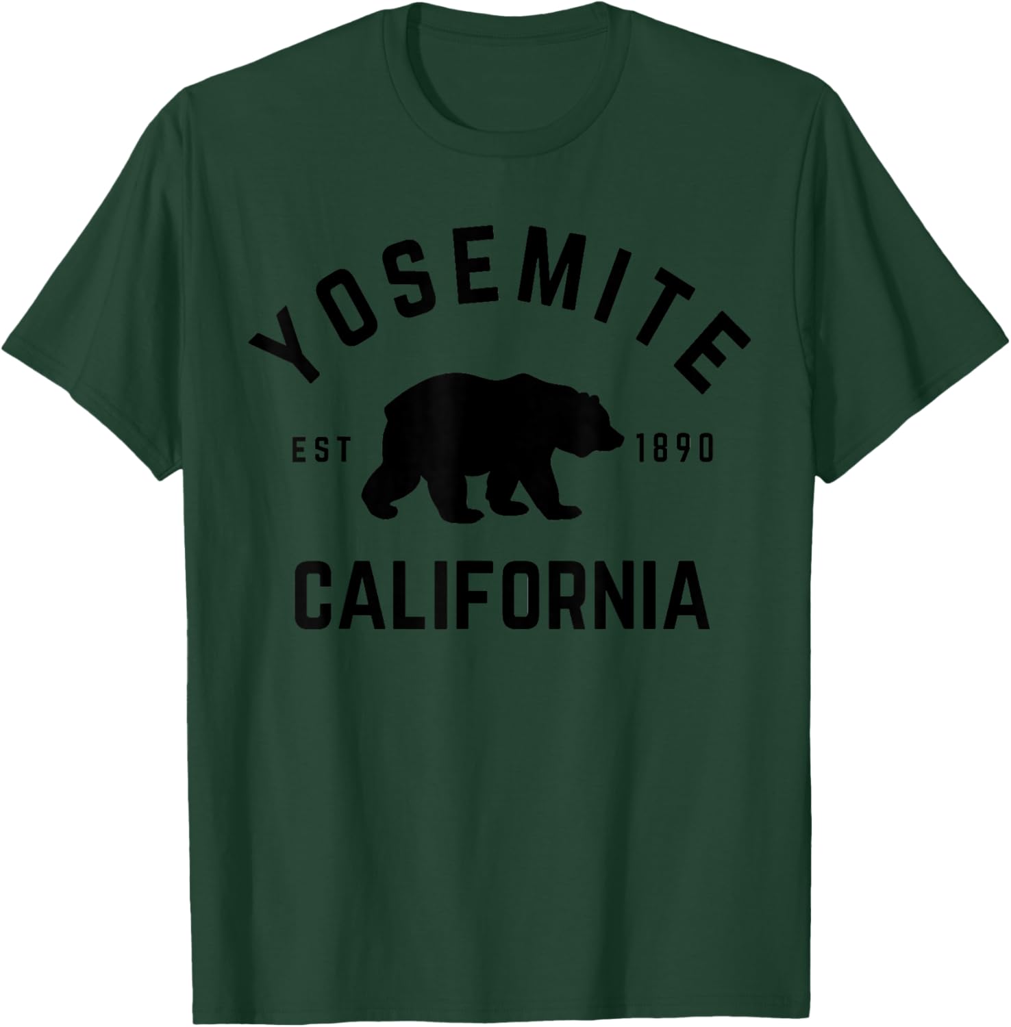 Yosemite National Park California USA Outdoor Yosemite National Park -Adults, Kids Green Short Sleeve Cotton 100% Nature Themed Small T-Shirt - T-Shirt | Forest