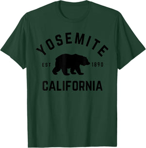 Yosemite National Park California USA Outdoor Yosemite National Park -Adults, Kids Green Short Sleeve Cotton 100% Nature Themed Small T-Shirt - T-Shirt | Forest