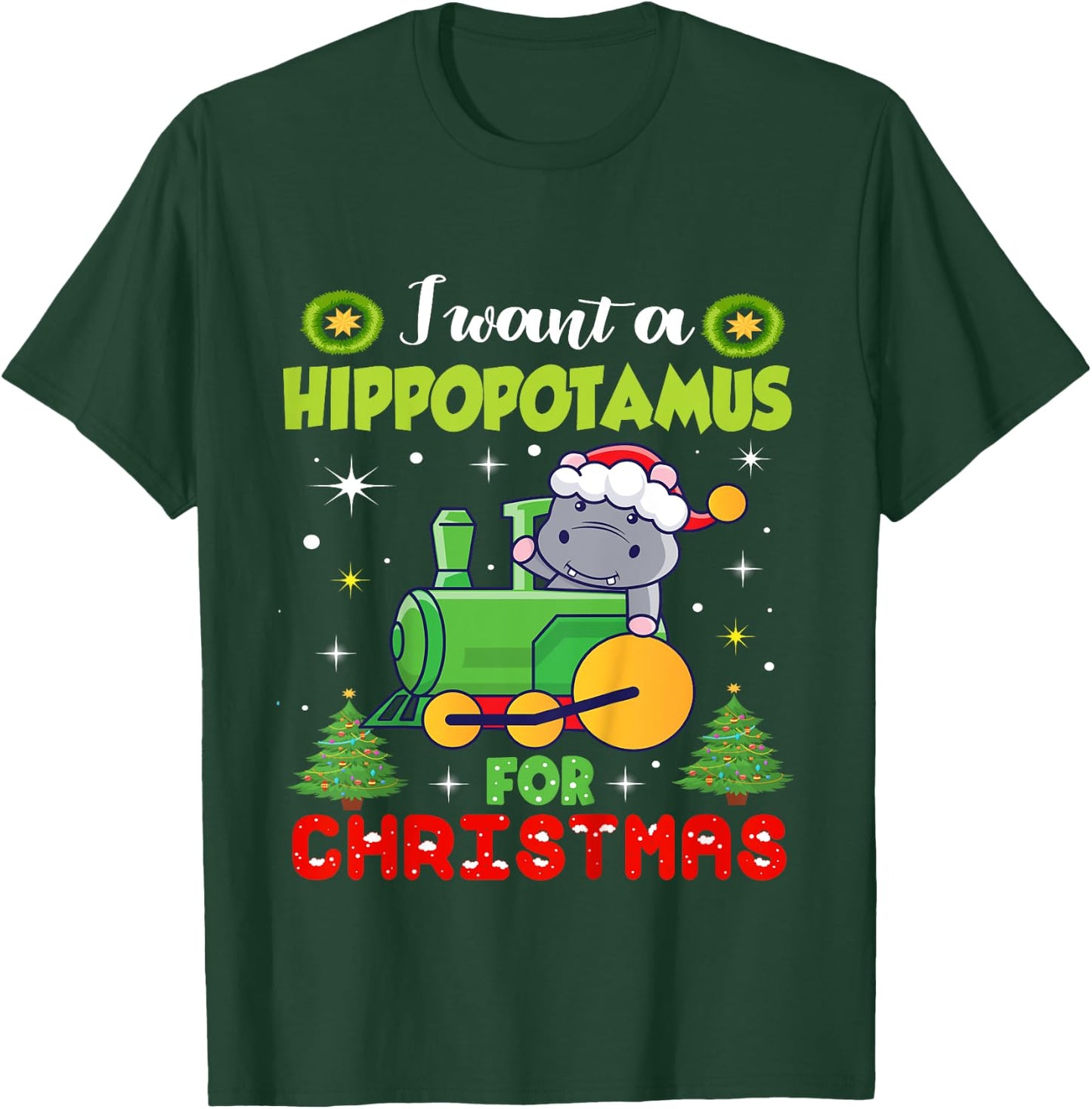 Kids I Want A Hippopotamus Christmas Xmas Hippo Toddlers T-Shirt - T-Shirt | Forest