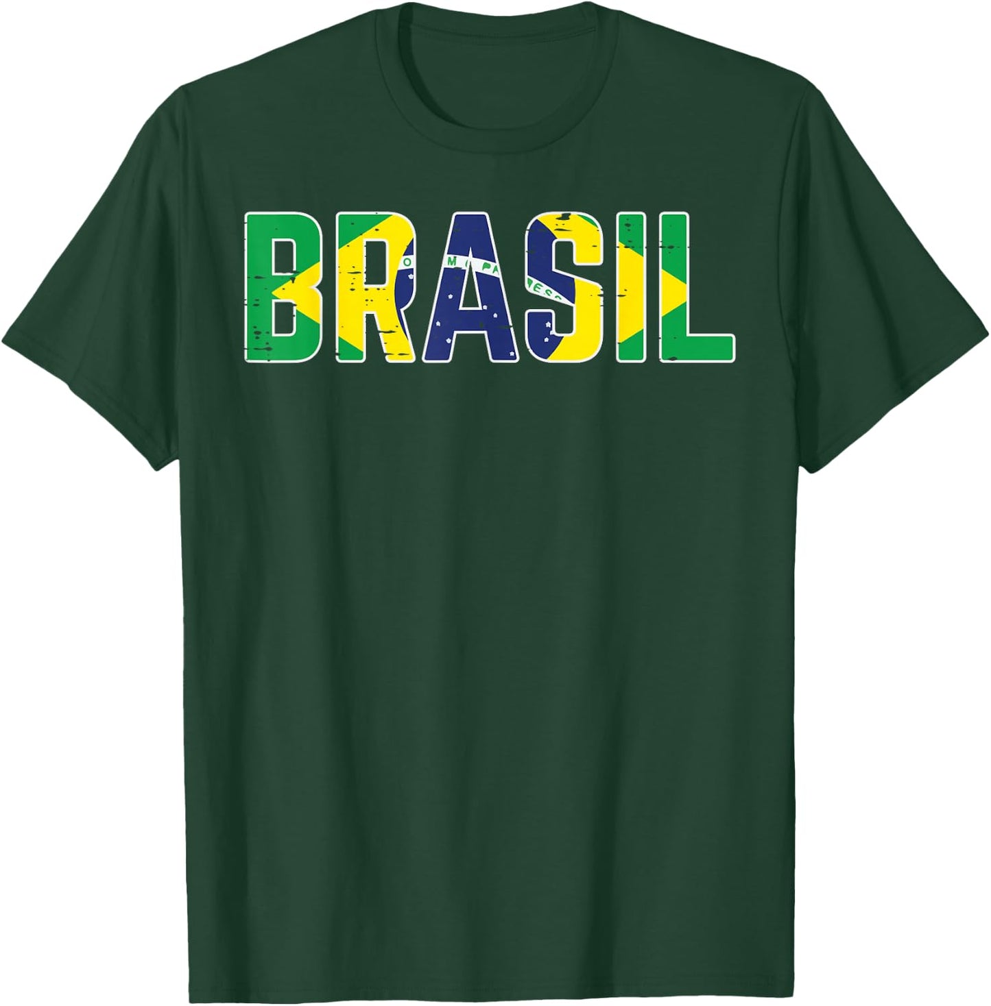 Brasil Flag Brazilian Soccer Fan Men Women Boys Girls Kids T-Shirt - T-Shirt | Forest