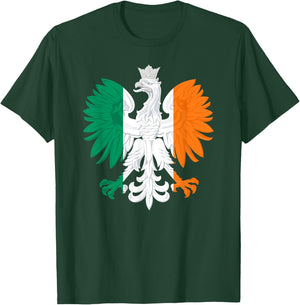 Irish Polish Flag Eagle Ireland Poland Polska Heritage T-Shirt - T-Shirt | Forest