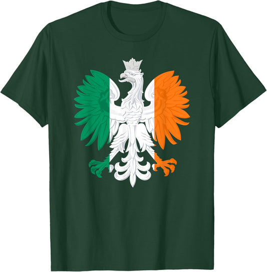 Irish Polish Flag Eagle Ireland Poland Polska Heritage T-Shirt - T-Shirt | Forest