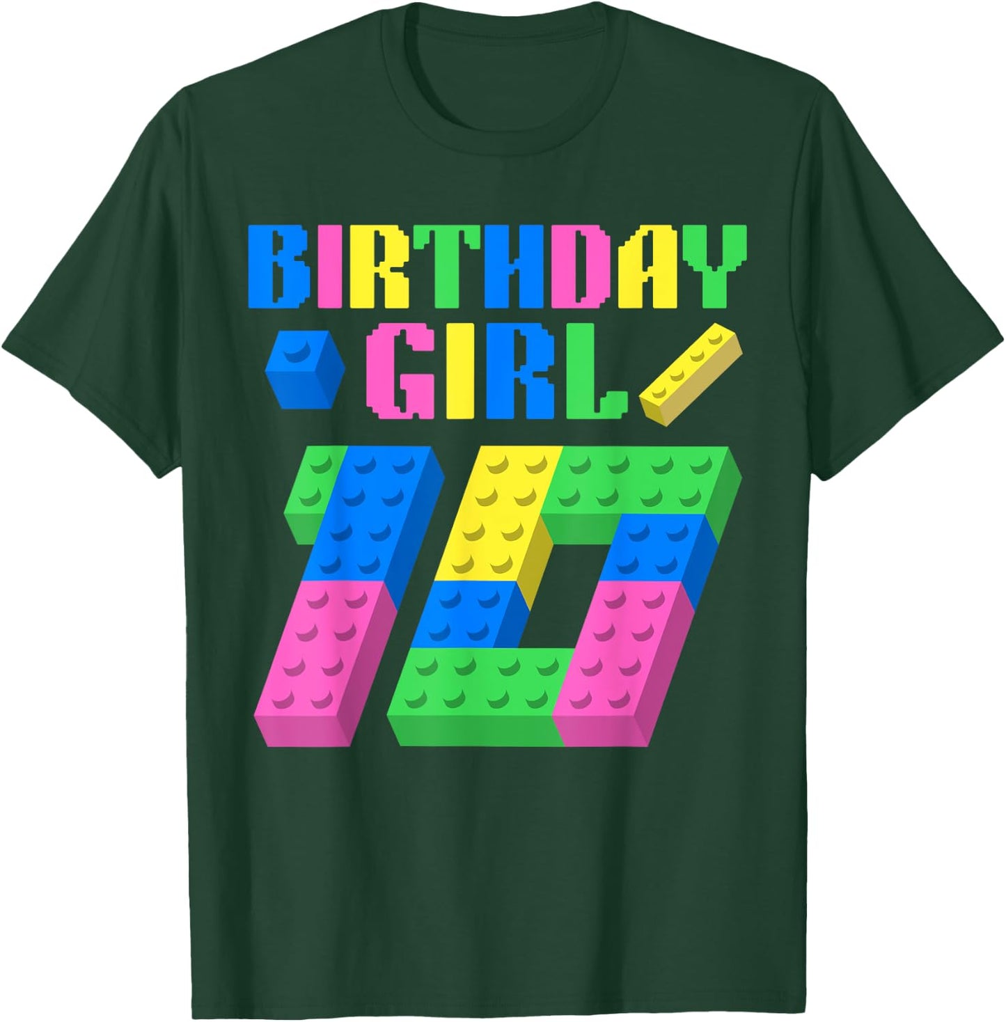 10th Birthday Girl Block Building 10 Year Old Master Builder T-Shirt - T-Shirt | Forest