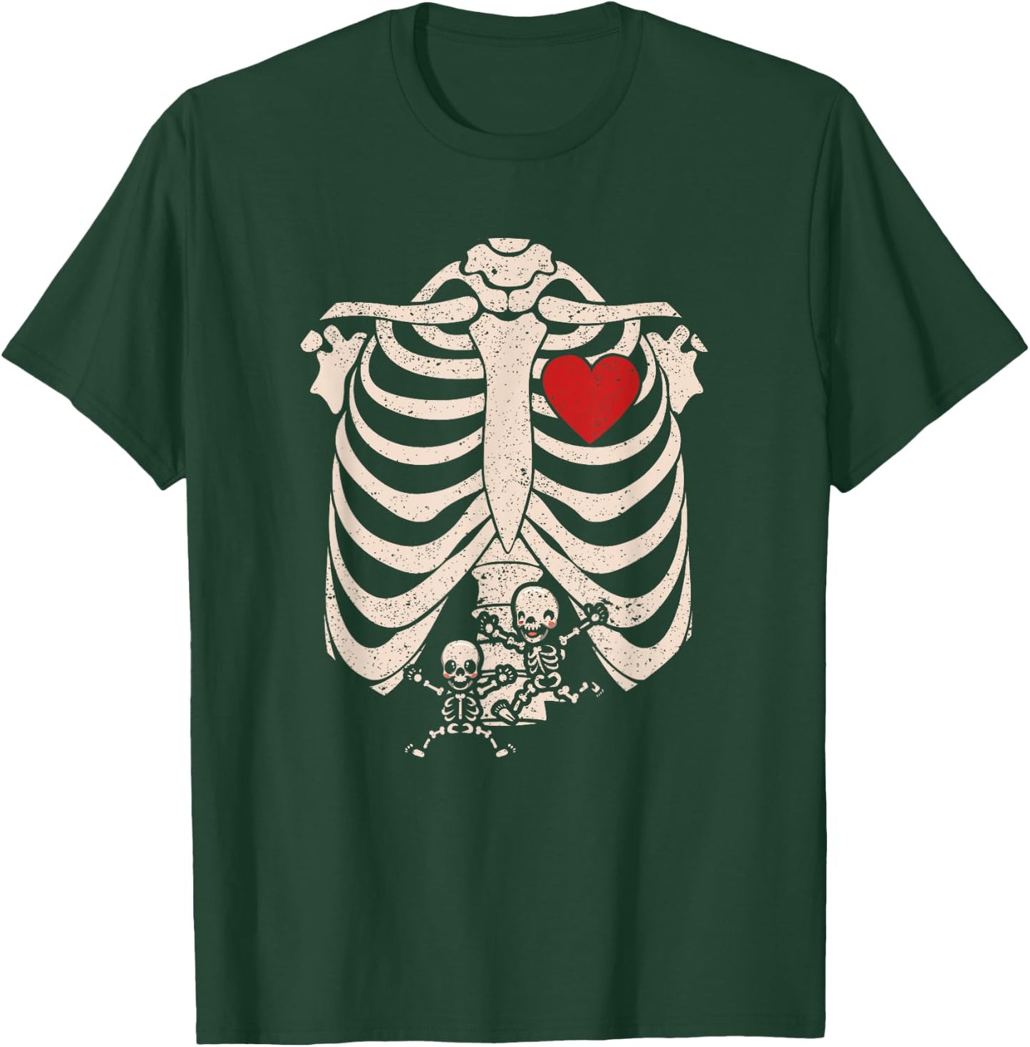 Skeleton Pregnancy Announcement Twins XRay New Mom Halloween T-Shirt - T-Shirt | Forest