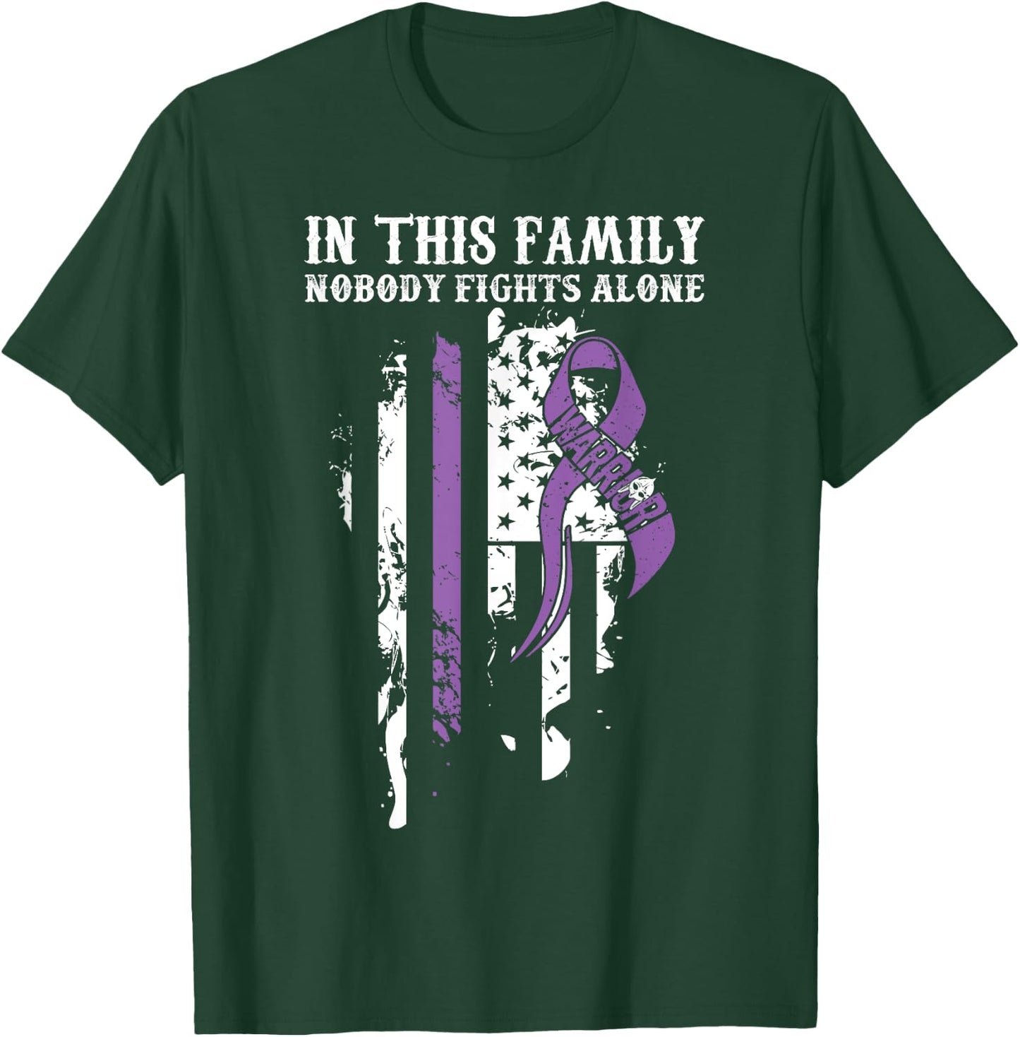 Nobody Alone- Vulvar Cancer Awareness Supporter Ribbon T-Shirt - T-Shirt | Forest