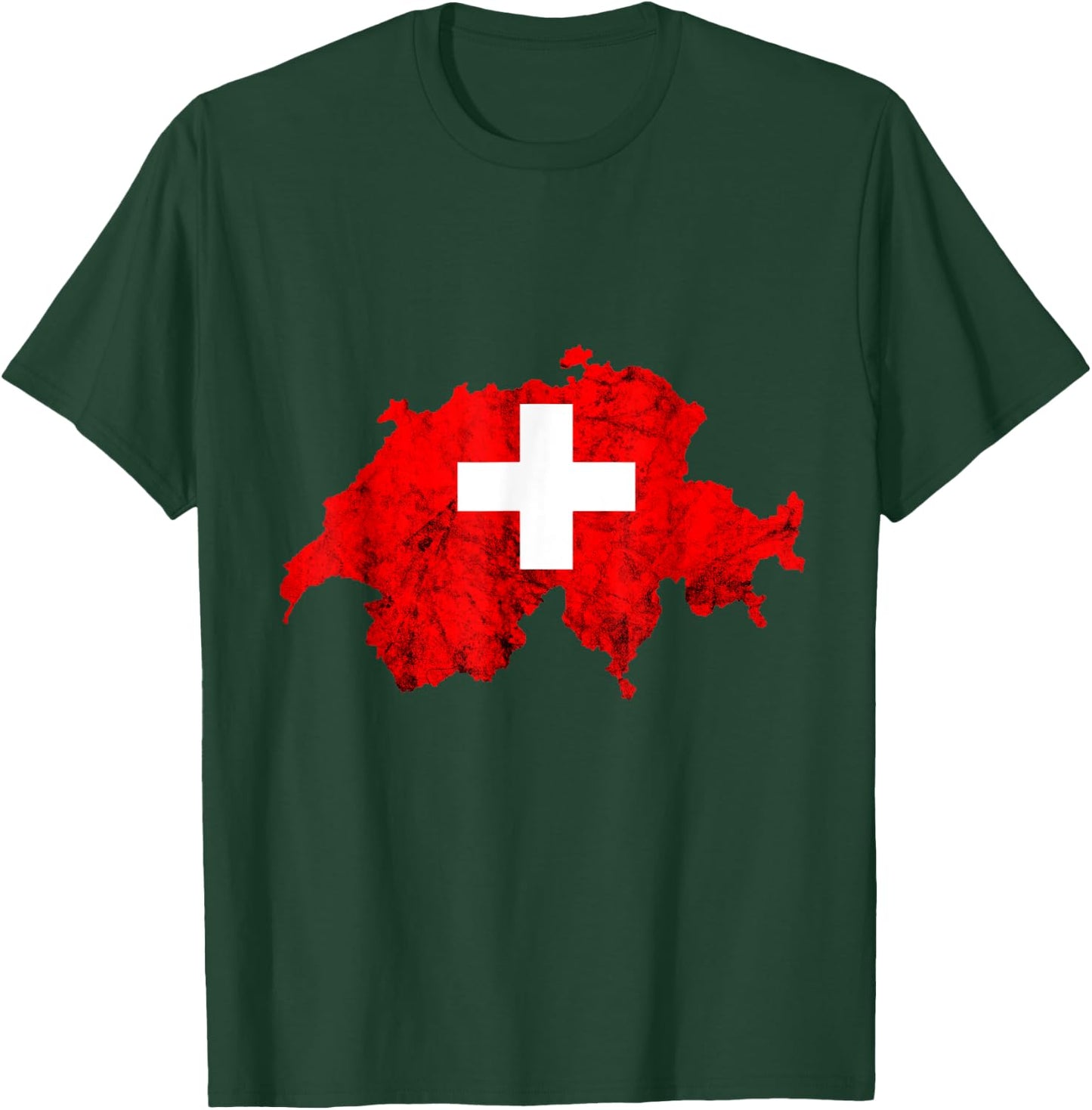 Switzerland Vintage Swiss Flag Map Swiss Pride Schweiz T-Shirt - T-Shirt | Forest