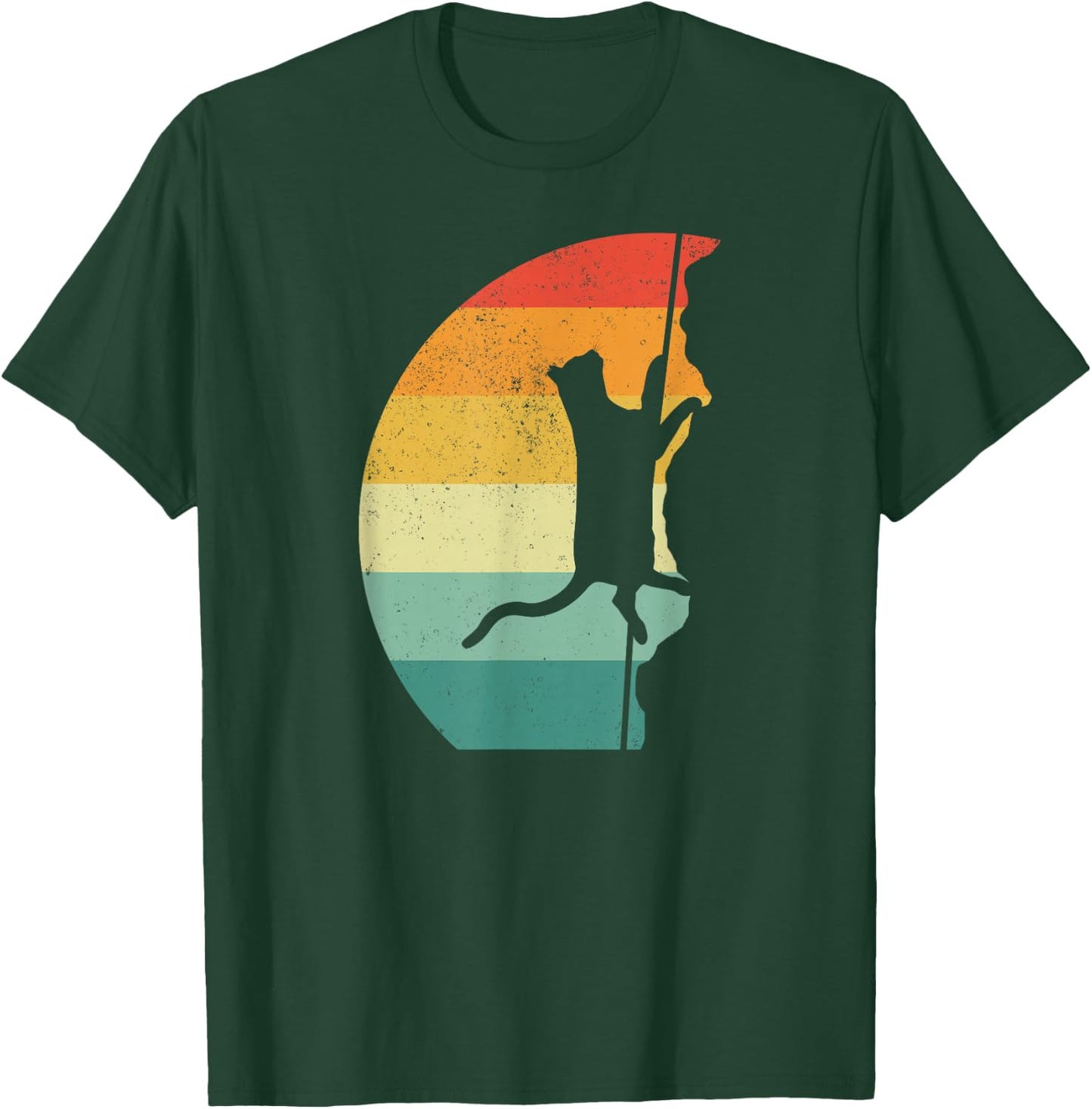 Rock Climbing Climber Cat Retro Vintage T-Shirt - T-Shirt | Forest
