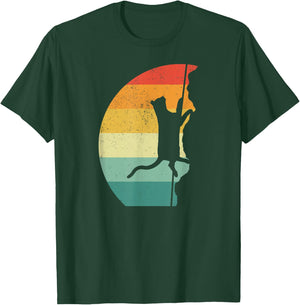Rock Climbing Climber Cat Retro Vintage T-Shirt - T-Shirt | Forest
