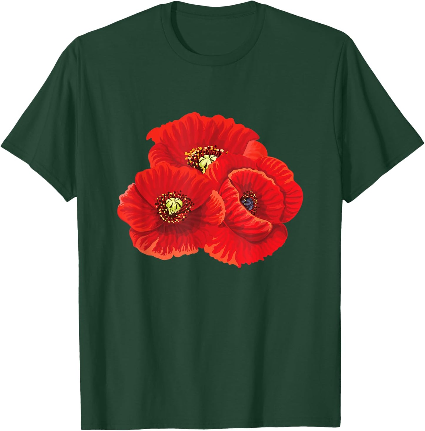 Poppy Flower Flowers Flora Nature Blossom Poppies Floral T-Shirt - T-Shirt | Forest