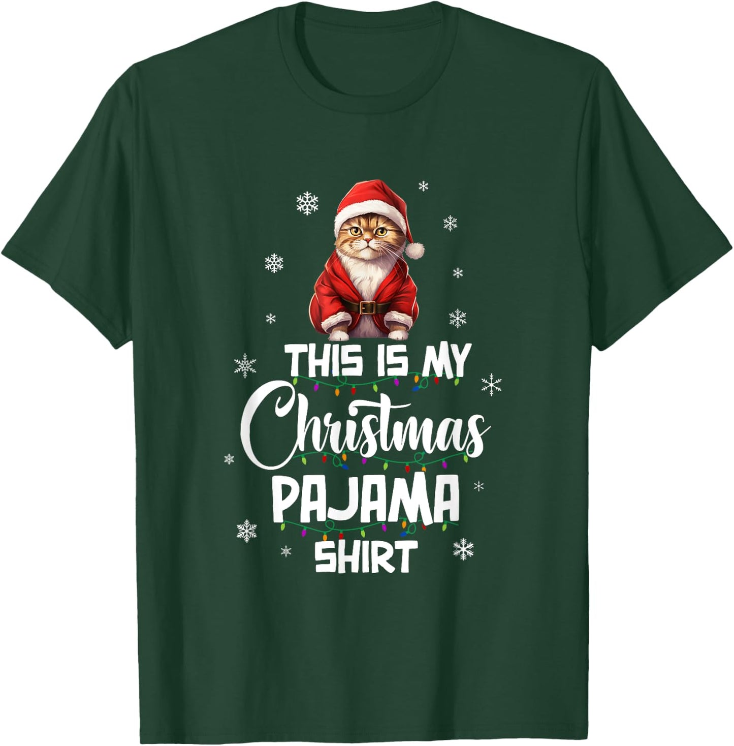 This Is My Christmas Pajama Shirt Cat Lover Funny Christmas T-Shirt - T-Shirt | Forest