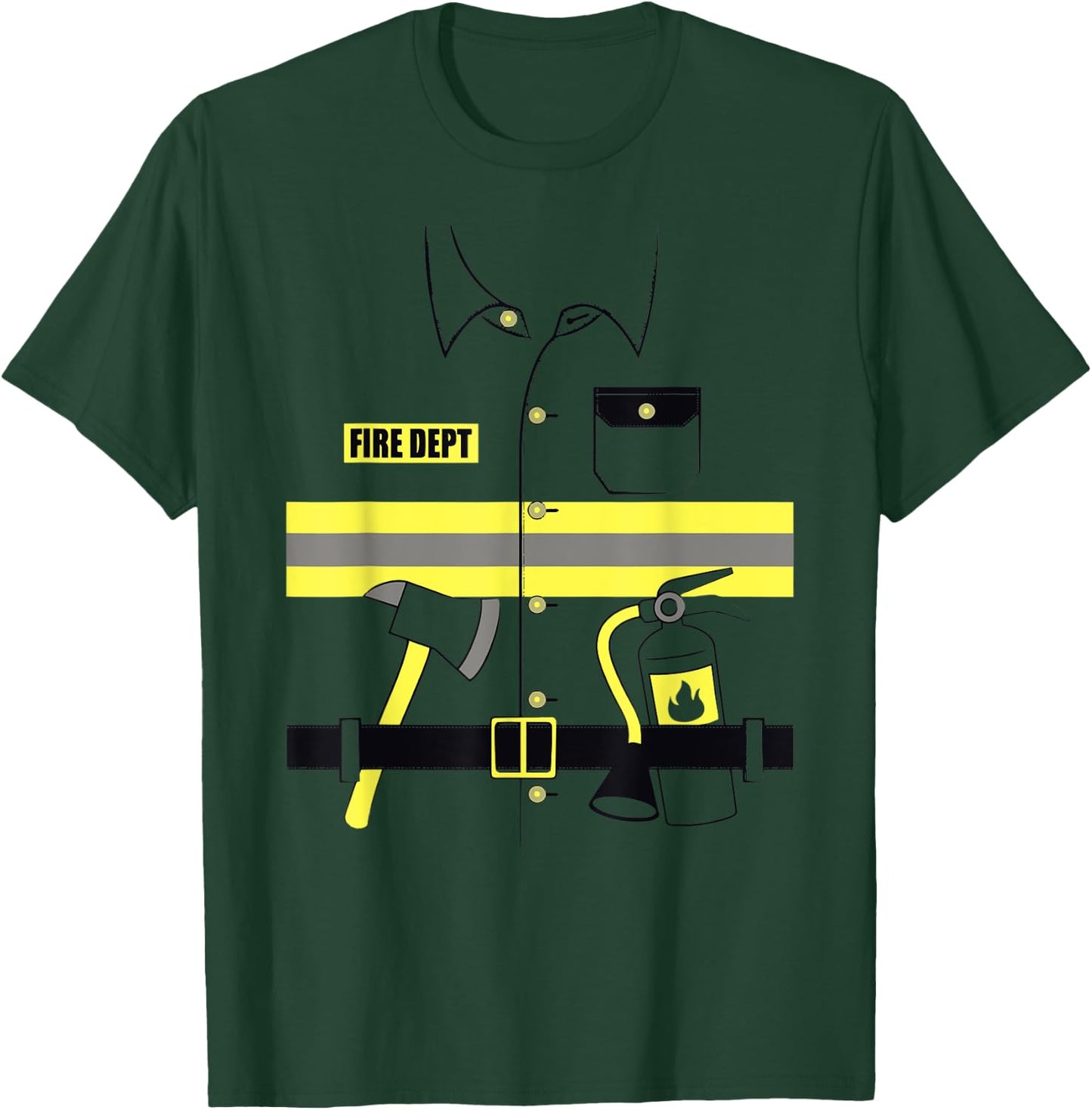 Firefighter Costume DIY Halloween Easy Costume Adults & Kids T-Shirt - T-Shirt | Forest
