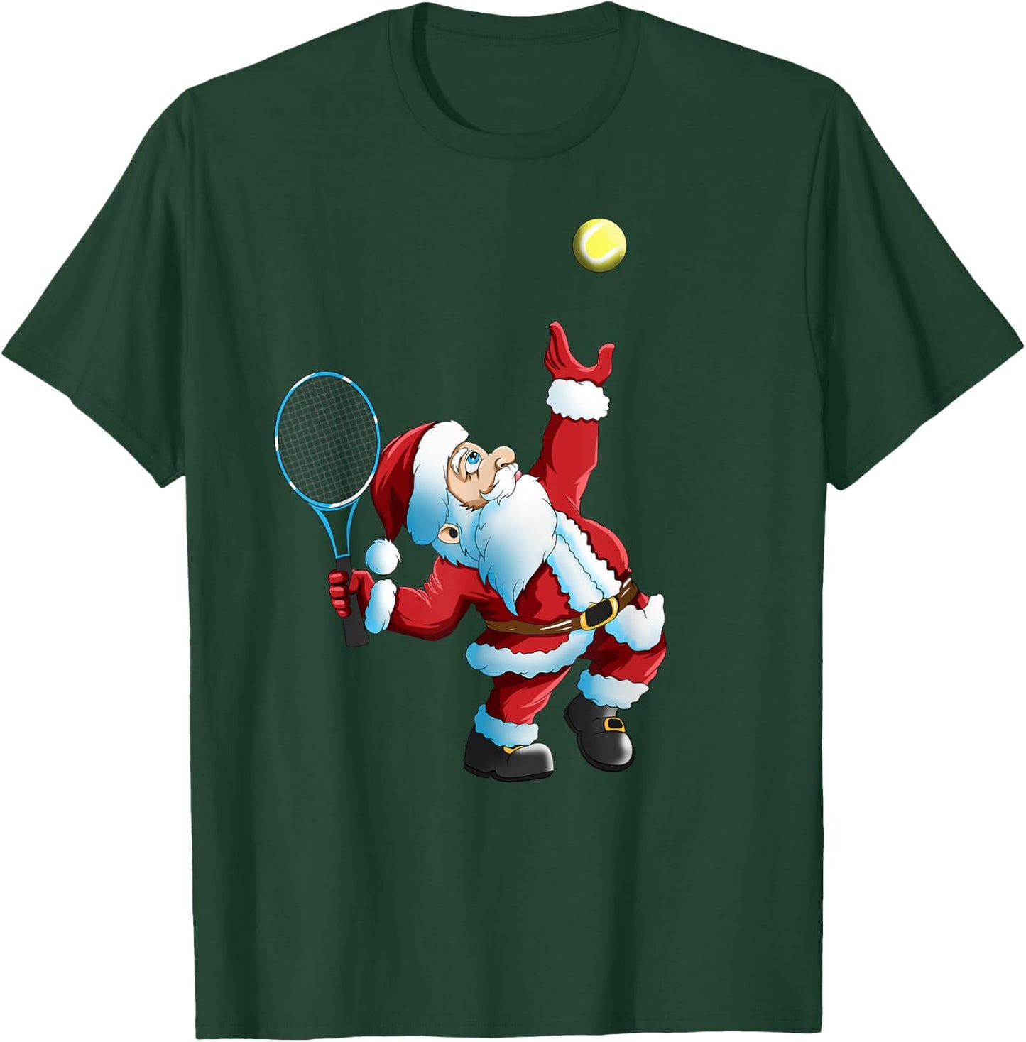 Christmas Santa Claus Tennis Game Tennis Racket T-Shirt - T-Shirt | Forest
