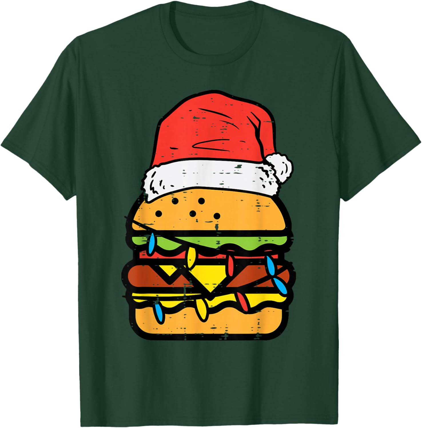 Christmas Burger Santa Funny Xmas Food Lover Men Women Kids T-Shirt - T-Shirt | Forest