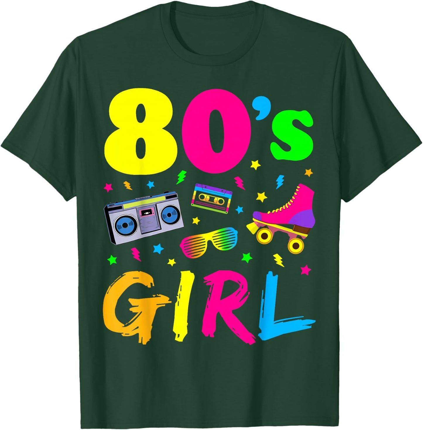 80's Girl Birthday Party Costume Retro Vintage Gift Women T-Shirt - T-Shirt | Forest