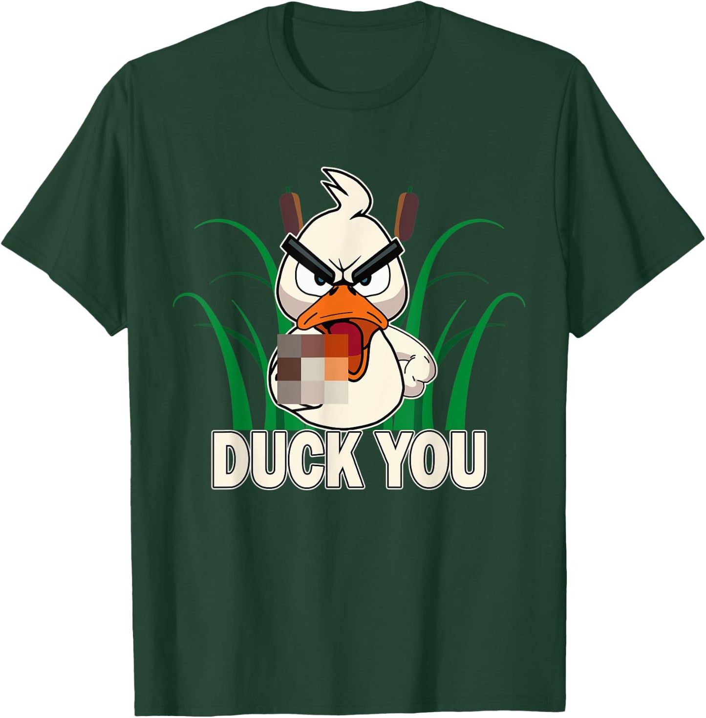Duck You! Funny Duck With Middle Finger Saying T-Shirt - T-Shirt | Forest