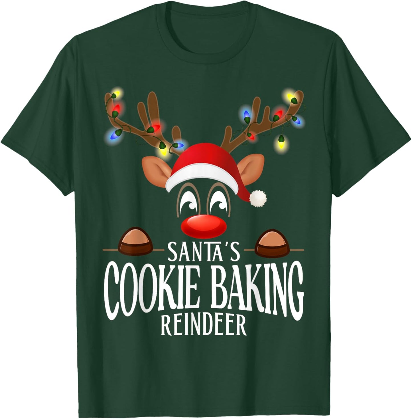 Santa's Cookie baking Reindeer Funny XMas Matching PJS T-Shirt - T-Shirt | Forest