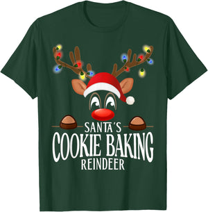 Santa's Cookie baking Reindeer Funny XMas Matching PJS T-Shirt - T-Shirt | Forest
