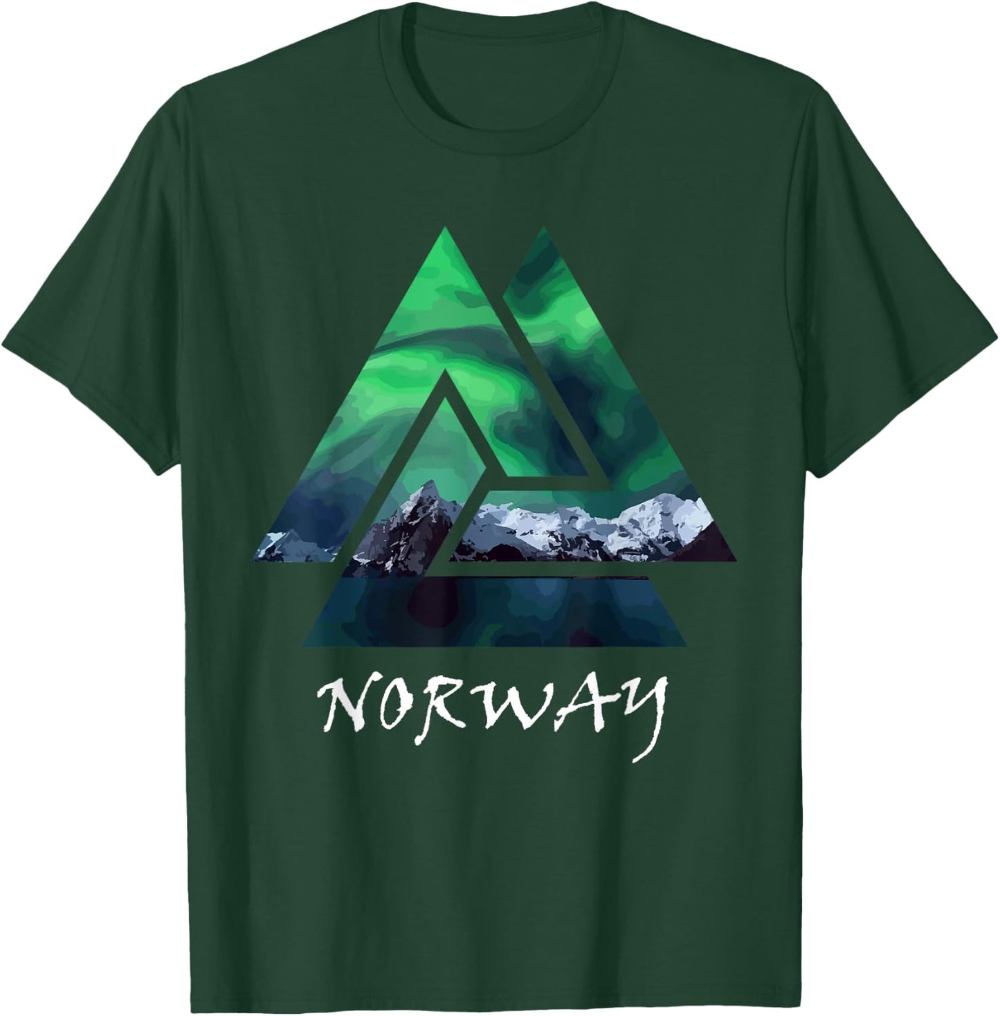 Norway Northern Lights Geometric T-Shirt - T-Shirt | Forest