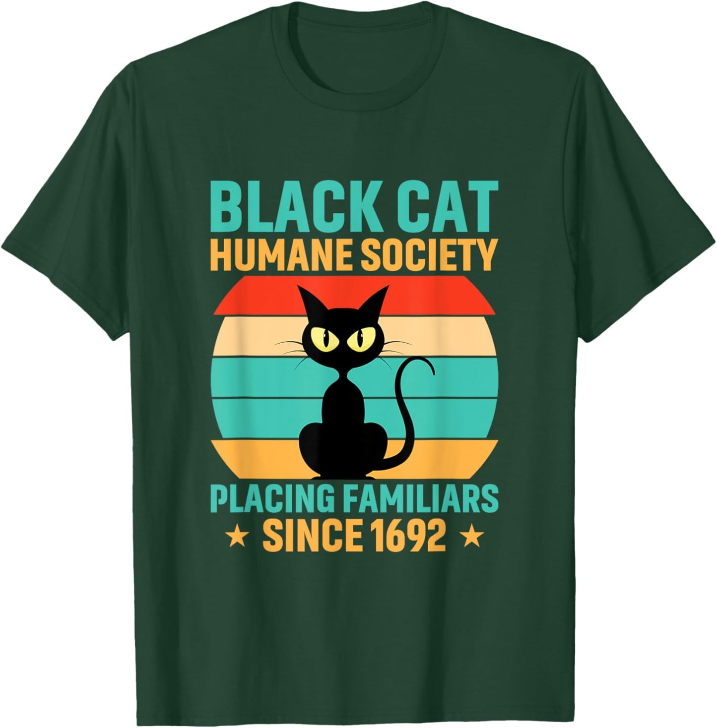 Black Cat Humane Society Cats Retro Kitty Pet T-Shirt - T-Shirt | Forest