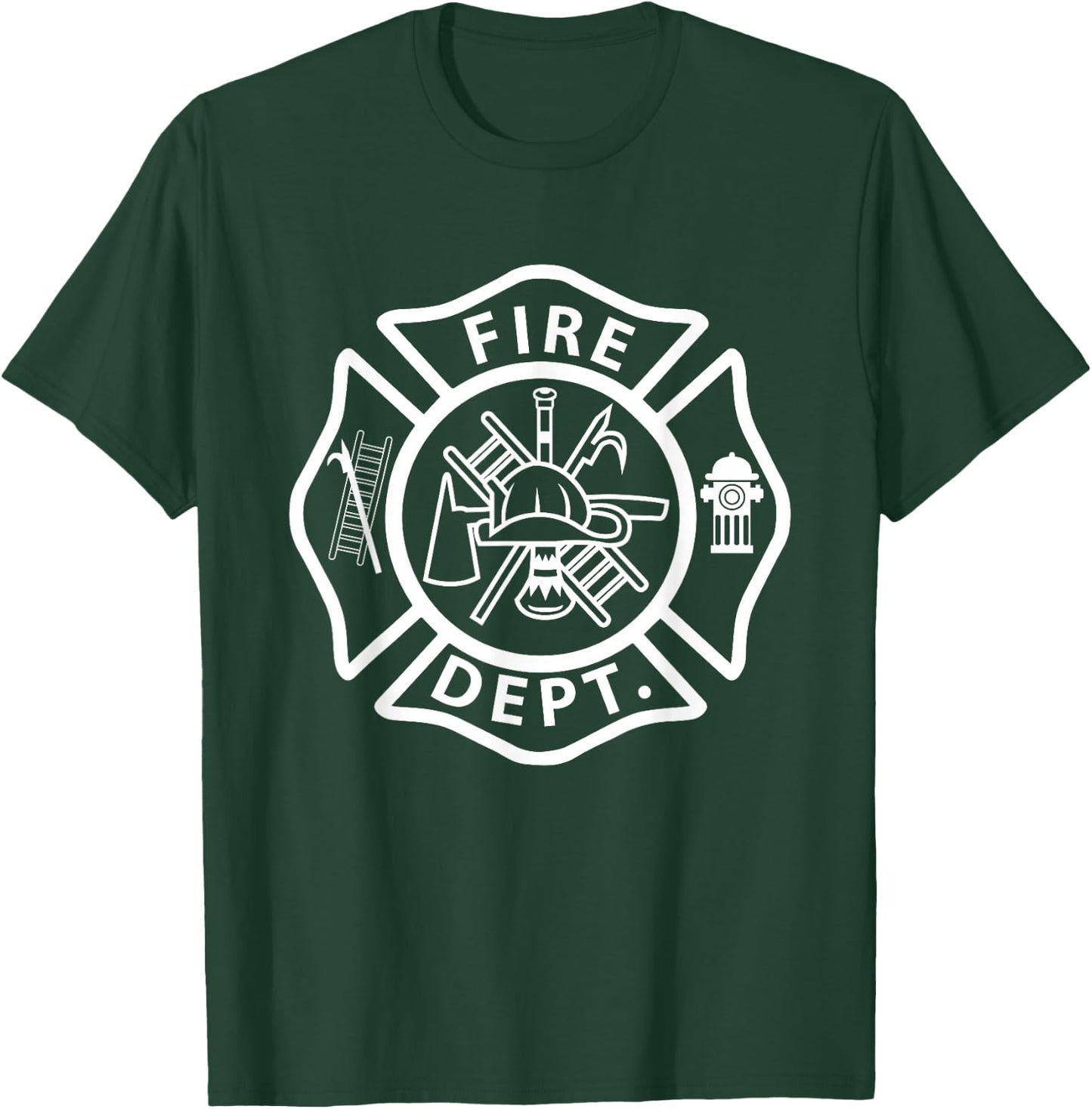 Fire Department Logo Uniform Fireman Symbol Firefighter Gear T-Shirt - T-Shirt | Forest