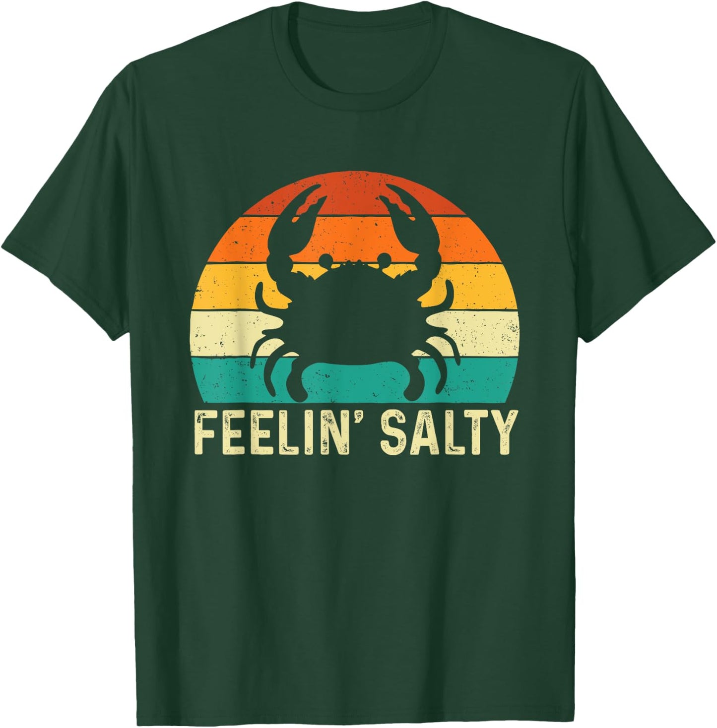Feelin' Salty - Retro Vintage Crab Lover Crabbing Crabber T-Shirt - T-Shirt | Forest