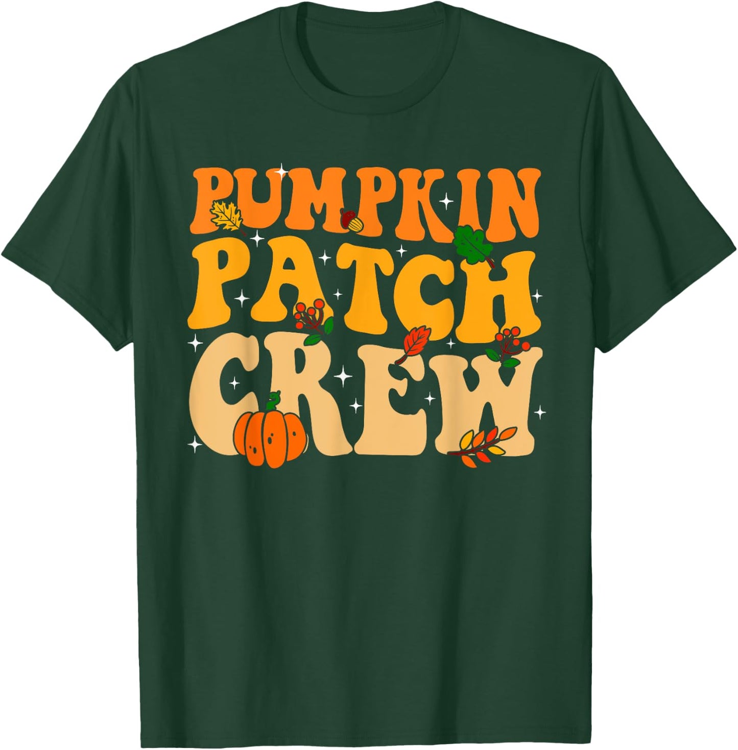 Retro Groovy Pumpkin Patch Crew Thanksgiving Fall Autumn T-Shirt - T-Shirt | Forest