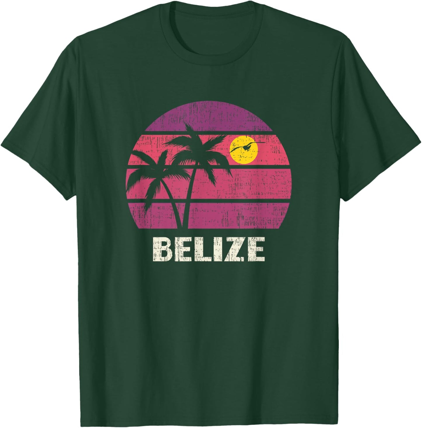 Belize Retro Surfer Beach Vintage Sunset Love T-Shirt - T-Shirt | Forest