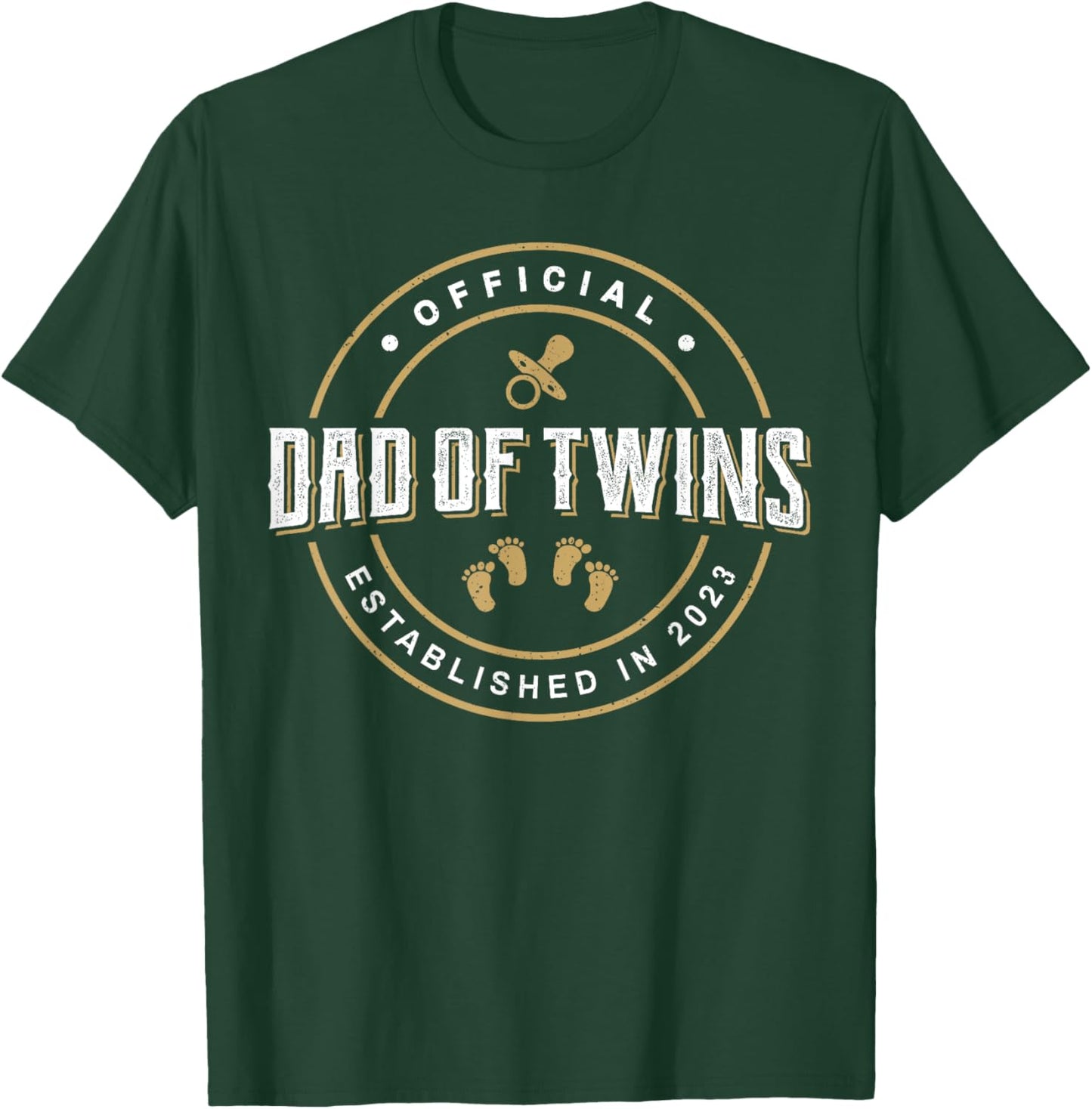 Dad of Twins 2023 New Dad To Be Expecting Daddy of Twins T-Shirt - T-Shirt | Forest