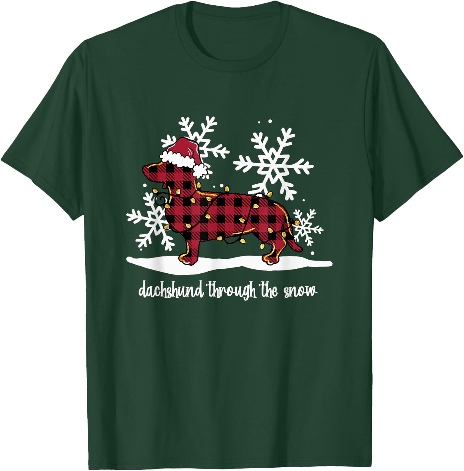 Dachshund Through The White Snow Retro Dachshund Lover Owner T-Shirt - T-Shirt | Forest