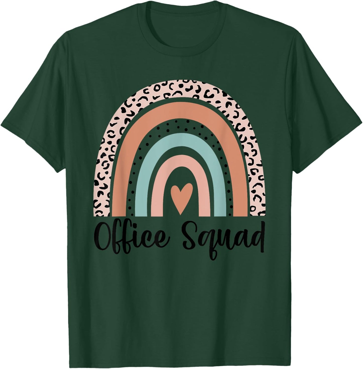 Office Squad Rainbow Leopard Admin Assistants School Team T-Shirt - T-Shirt | Forest