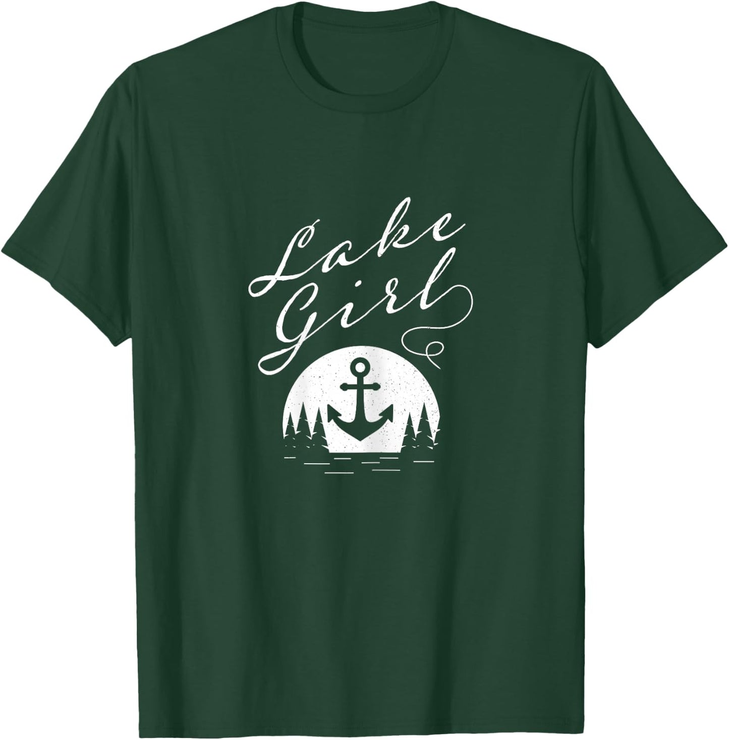 Lake Girl Lakeside Outdoor Nature with Water Trees Anchor T-Shirt - T-Shirt | Forest