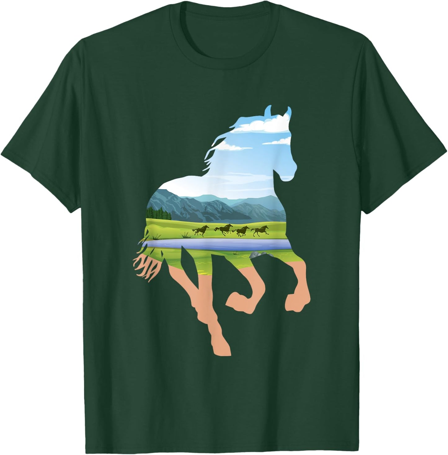 Horse Landscape Design - Horses Lover Equestrian Horseman T-Shirt - T-Shirt | Forest