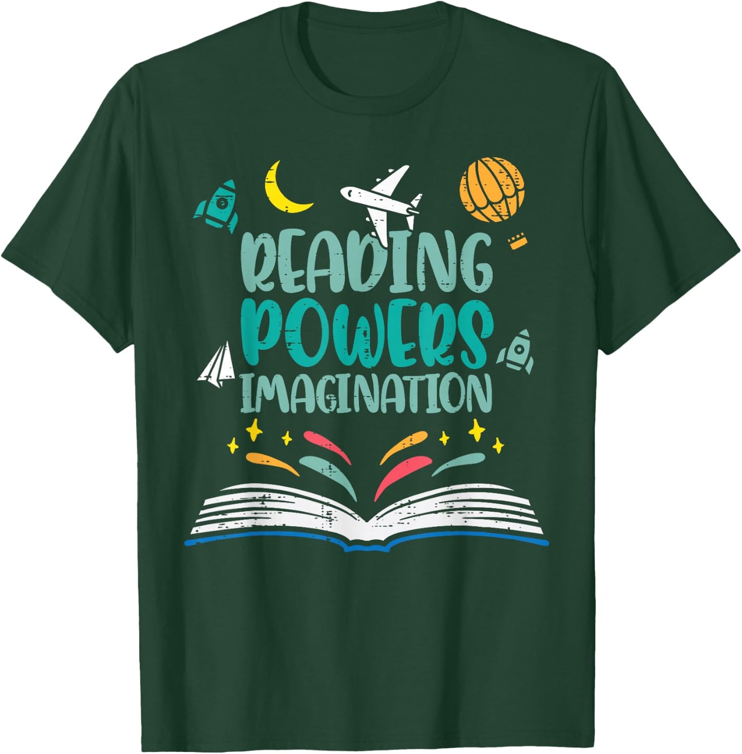 Reading Powers Imagination Cute Teacher Librarian Book Lover T-Shirt - T-Shirt | Forest