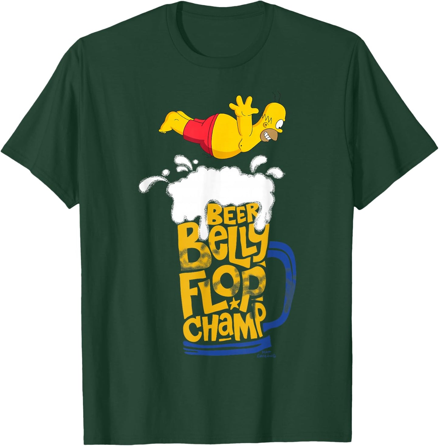 The Simpsons Homer Beer Belly Flop Champ T-Shirt - T-Shirt | Forest