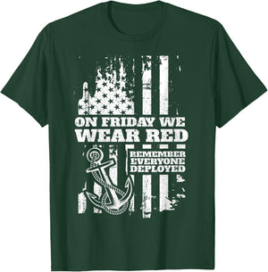 On Friday We Wear Red Friday Military Support troops US Flag T-Shirt - T-Shirt | Forest