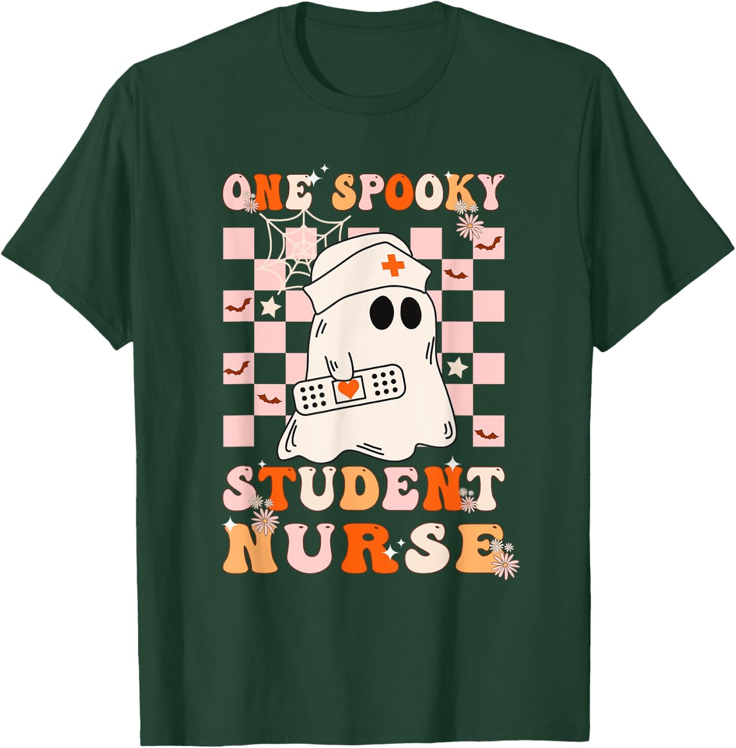 Groovy One Spooky Student Nurse Ghost Halloween Nursing T-Shirt - T-Shirt | Forest